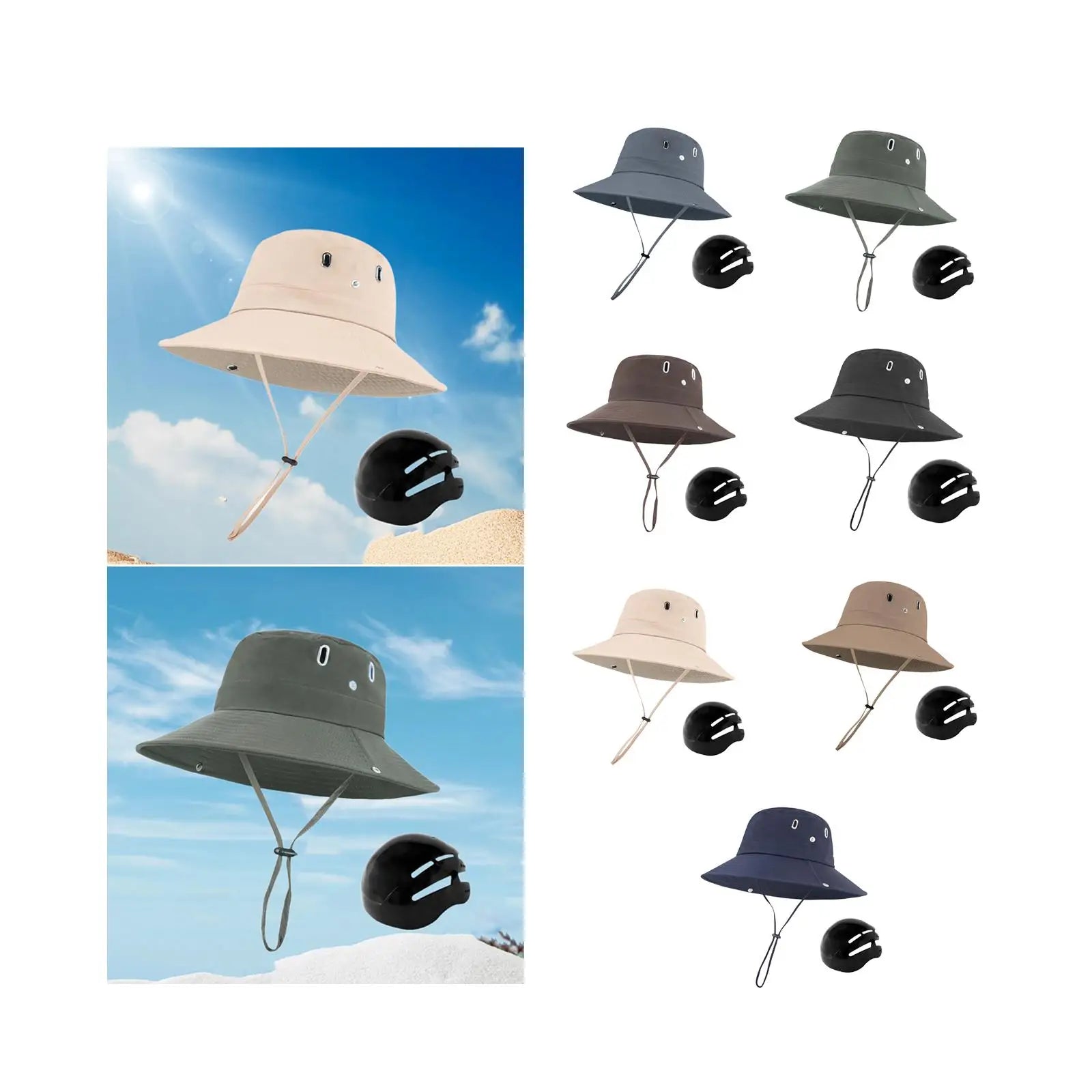 Sun Hat with Adjustable Chin Strap Shockproof with Hard Shell Fishing Hat for Commuting Gardening Outdoor Hiking Mountaineering