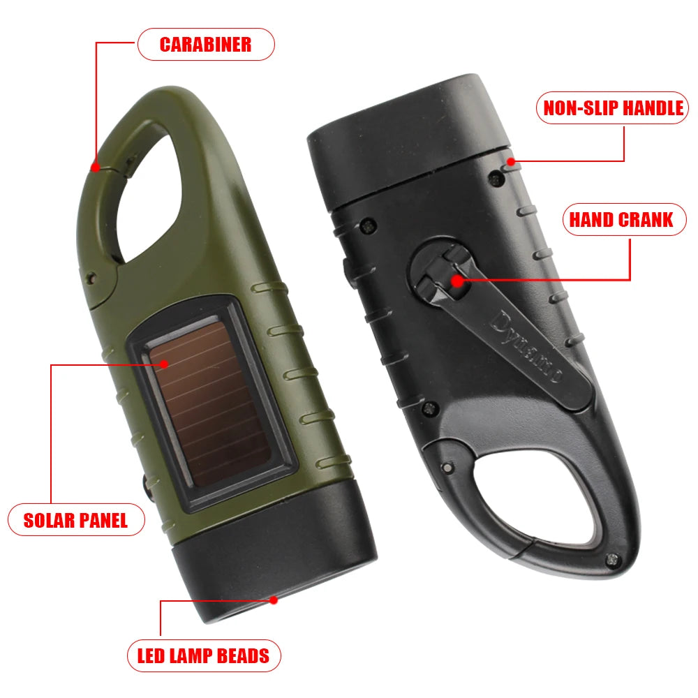 Tent Light LED Flashlight Hand Crank Dynamo Professional Portable Torch Lantern for Outdoor Camping Mountaineering Solar Power