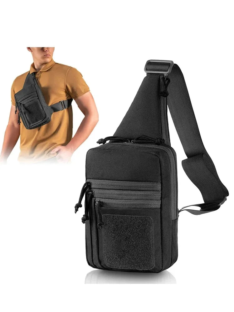 Tactical Shoulder Chest Bag Pistol Holster Concealed Carry Sling Crossbody Range Gun Convertible Backpack for Hunting Camping