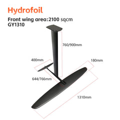 ports Surf Foil Kite Accessories 2、GY1310 2100 sq cm Carbon  Front Wing 90 cm Carbon Mast Beginner Outdoor Hydrofoil Water