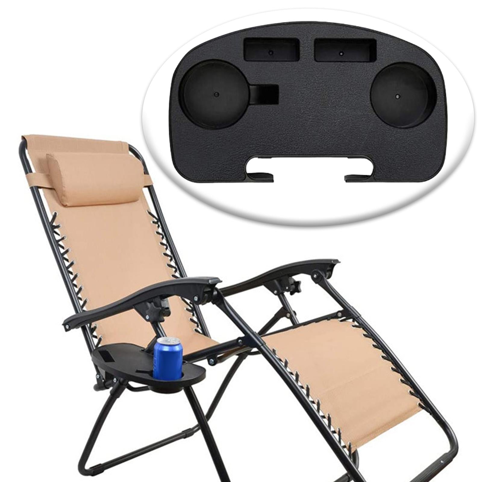 Recliner Side Table Cup Holder Tray Folding Reclining Chairs with Mobile Phone Slot for Sun Lounger Hiking Fishing Camping Beach