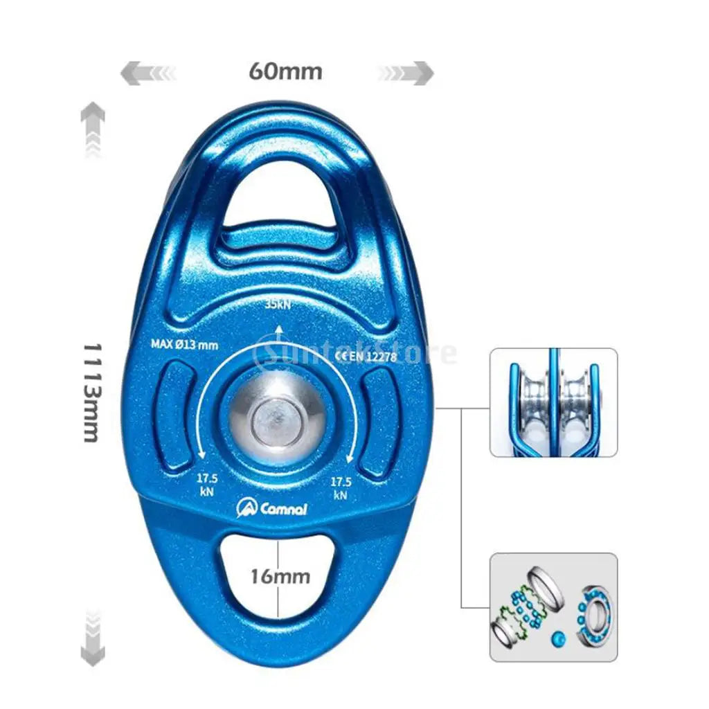 35KN Double Pulley Twin Sheave Rope Pulley for Rope Tree Climbing Caving Climbing Hauling Dragging Lifting