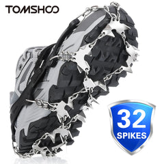 Tomshoo 32 Teeth Ice Gripper Spike for Shoes Anti Slip Hiking Climbing Snow Spikes Crampons Cleats Chain Claws Grips Boots Cover