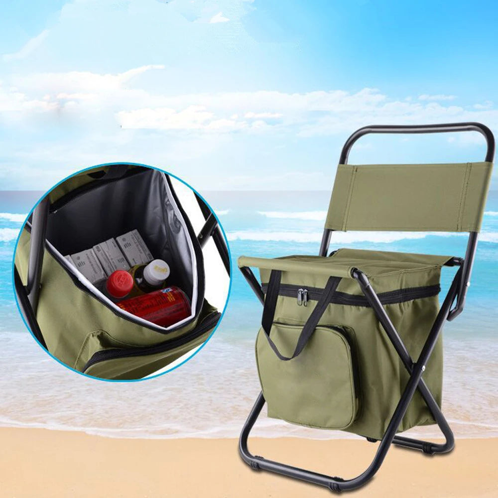 Outdoor Camping Folding Portable Cooler Chair Picnic Fishing Beach Hiking Outdoor Backpack Ultralight Seat Table Camping Stools