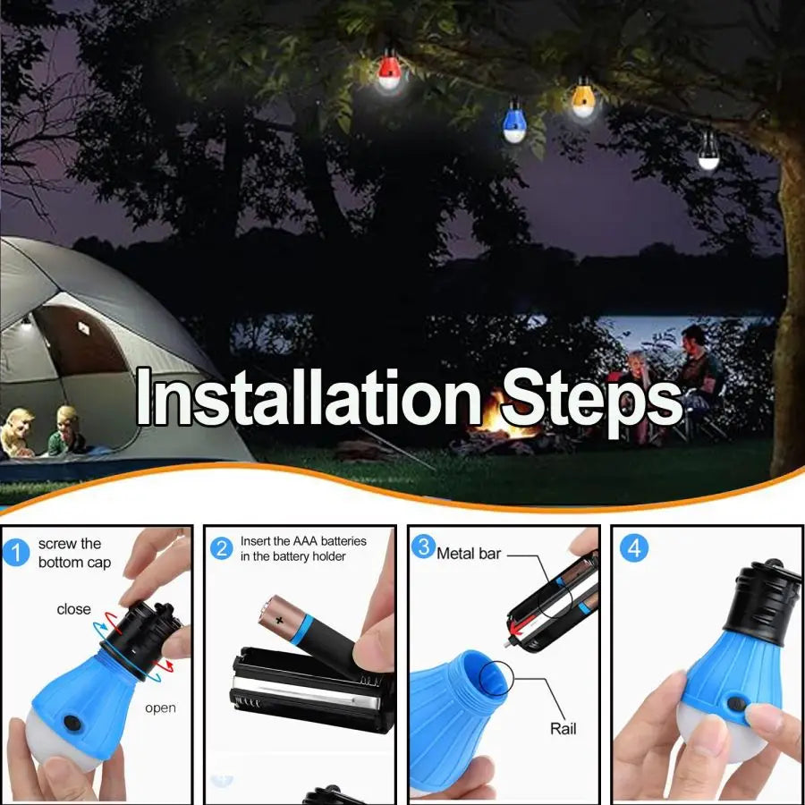 Camping Light Portable LED Tent Light Lantern Bulb Emergency Lights Tent Lamp Camping Accessories for Backpacking Hiking Camping