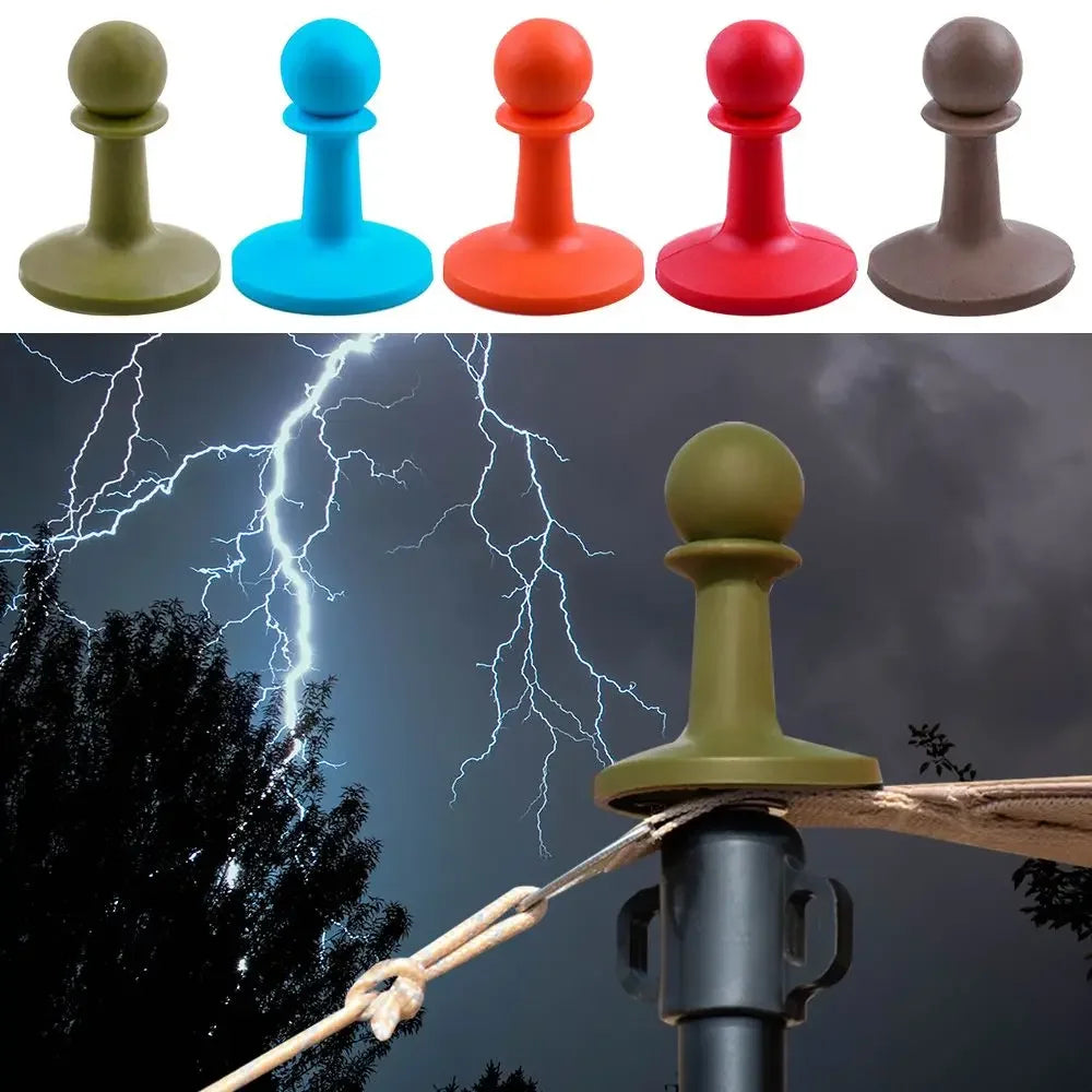 4Pcs Lightning Proof Cap Camping Tent Pole Awning Rod Support Bar Anti-Thunder Protection Cover Safe Awning Rod Outdoor Tent Hat