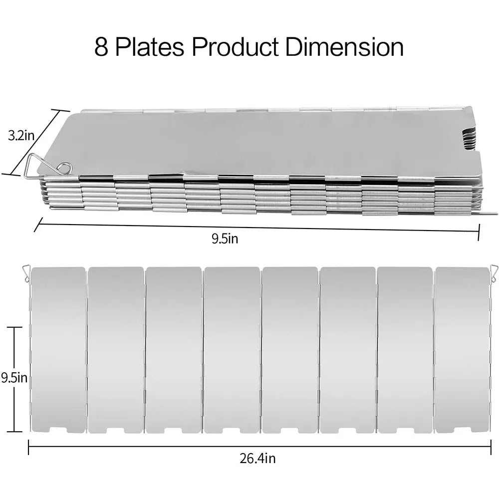 8 Plates Aluminum Windscreen Stove Windshield Wind Shield Outdoor Camping Equipmen Picnic Cooking Windproof Screen