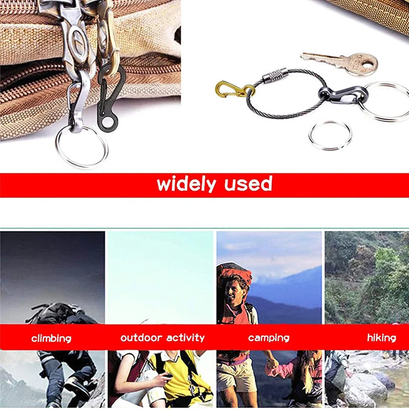 10Pcs/lot Mini Carabiner Keychain Camping Gadgets EDC Survival Equipment Snap Hook Climbing SF Spring Backpack Tactical Gear