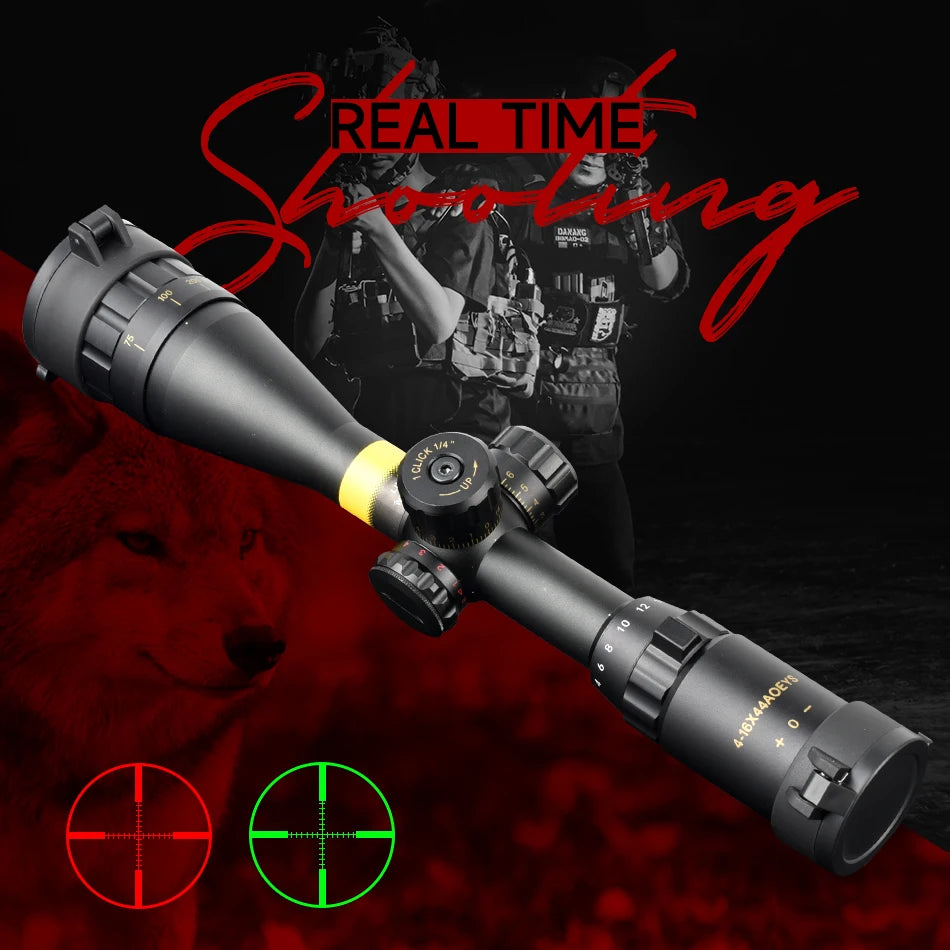 4-16x44 AOEYS Rifle Scopes Sniper Air Gun Sight for Hunting Airsoft Optical Telescopic Spotting Riflescopes Airsoft Optic Sight