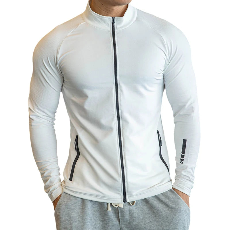 Compression Stand Collar Running Jackets Sports Workout Training Long Sleeve Zipper Sportwear Men Casual Coats Gym Clothing Man