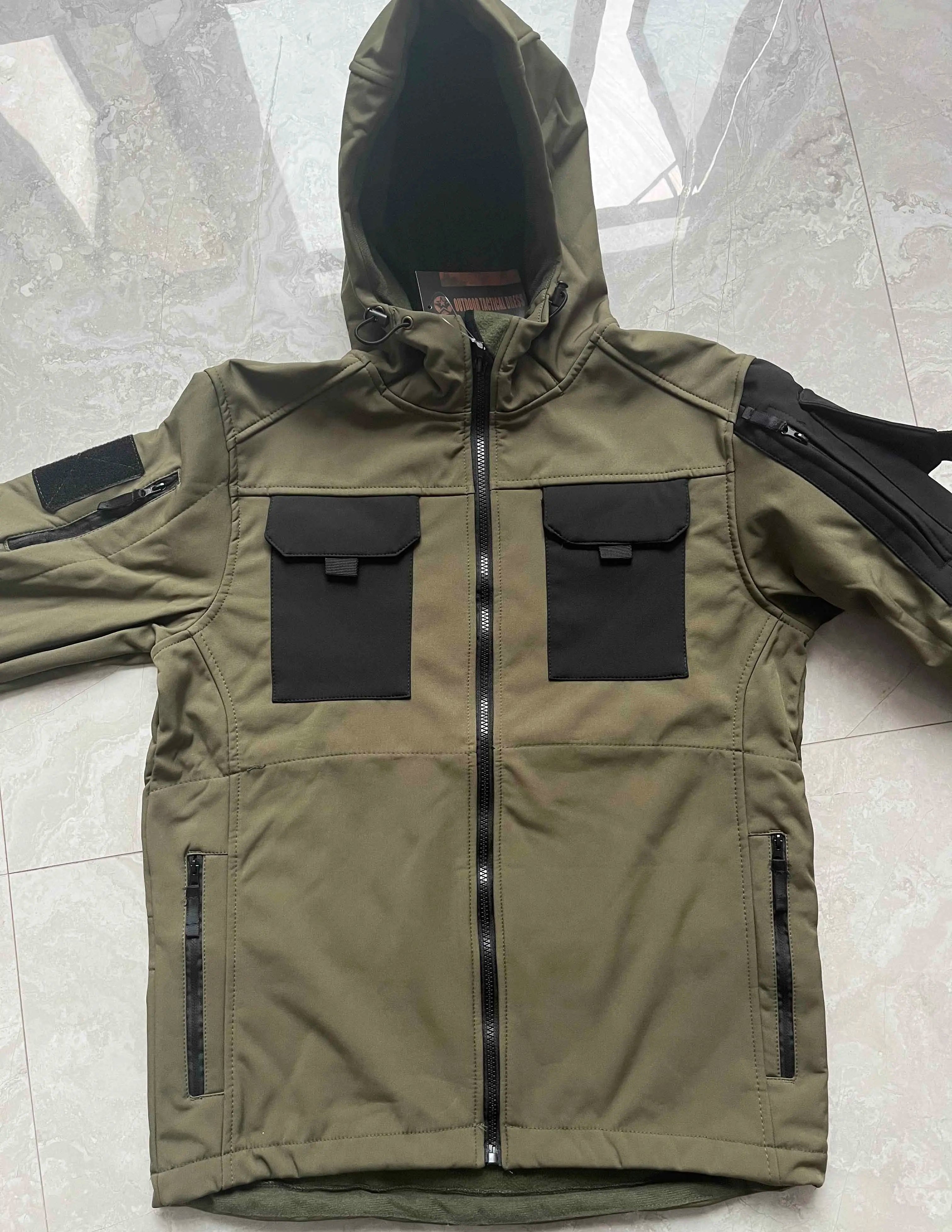 Waterproof Hooded Windbreaker Jacket Men Outdoor Shark Skin Tactical  Soft Shell Jackets Multi-pockets Warm Winter Caots