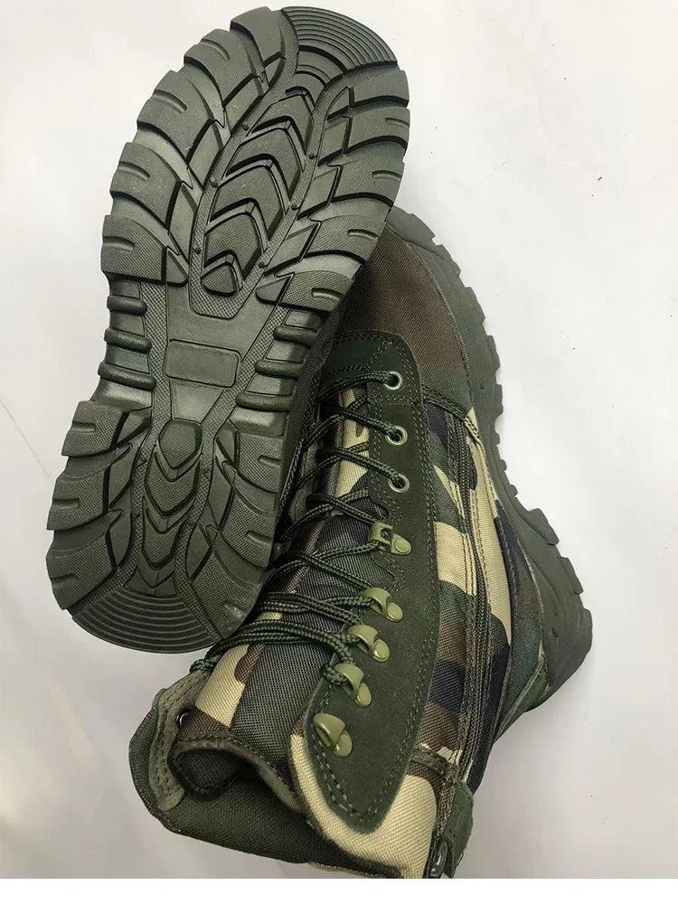 Outdoor Training Men Tactical Boots High-Top Desert Shoes Camouflage Combat Hunting Climbing Botas Hiking Shoes