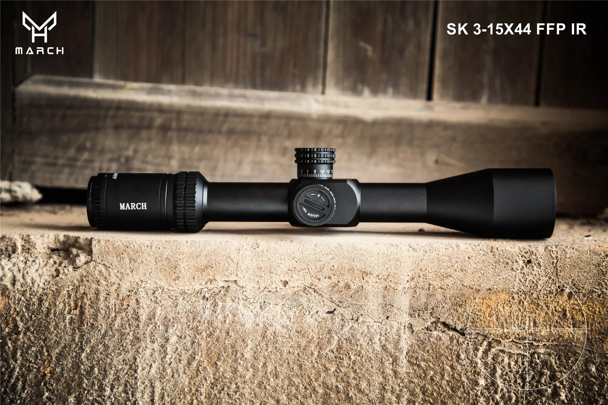 MARCH SK 3-15x44 FFP Tactical Caza Riflescope Spotting Scope for PCP Rifle Hunting Illumination Air gun Airsoft Optical Sight