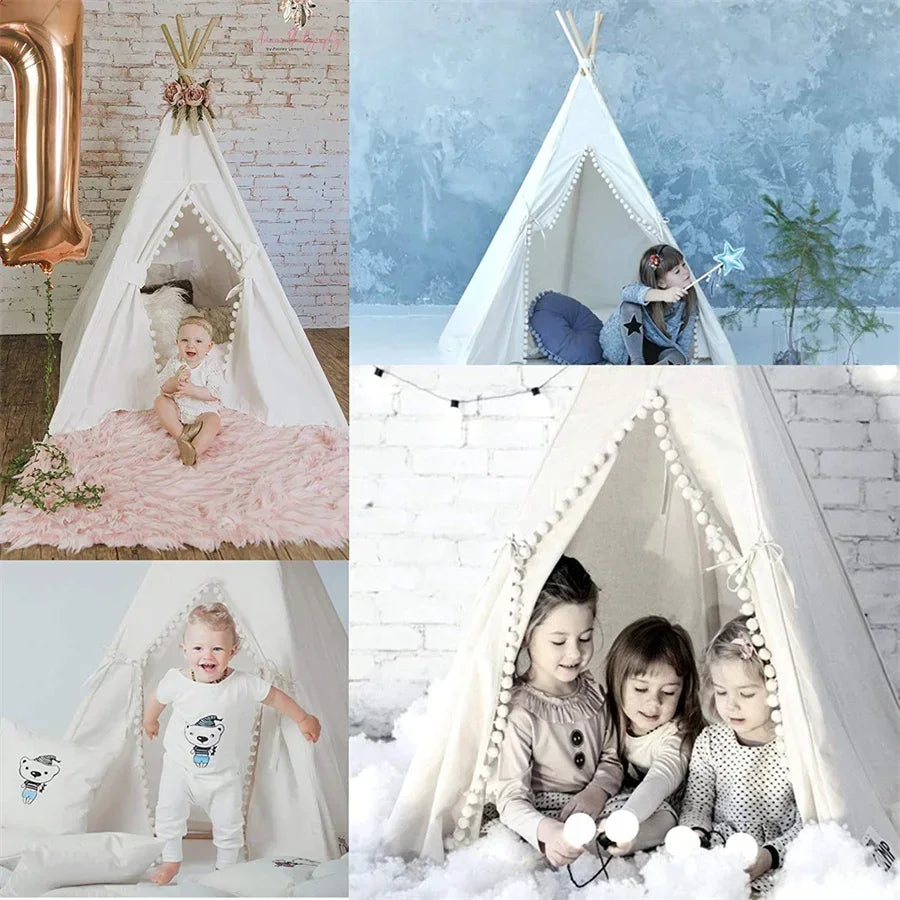 1.6M Kids Tent Play House Wigwam for Children Portable Child Tipi Tents Teepee Toddler Ball Pit Girl Castle Play Room Teepee