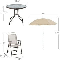 Outdoor Tables 6 Piece Patio Dining Set for 4 , Chairs with 4 Folding Dining Chairs & Round Outdoor Tables