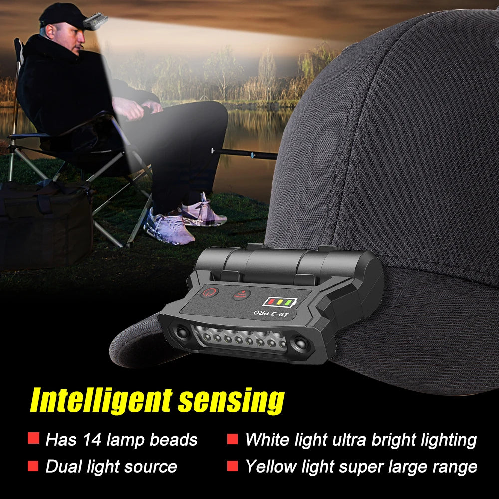 Portable Fishing Cap Clip Light LED Flashlight Headlamp Rechargeable Search Light Waterproof Outdoor Sport Lantern Fishing Hikin