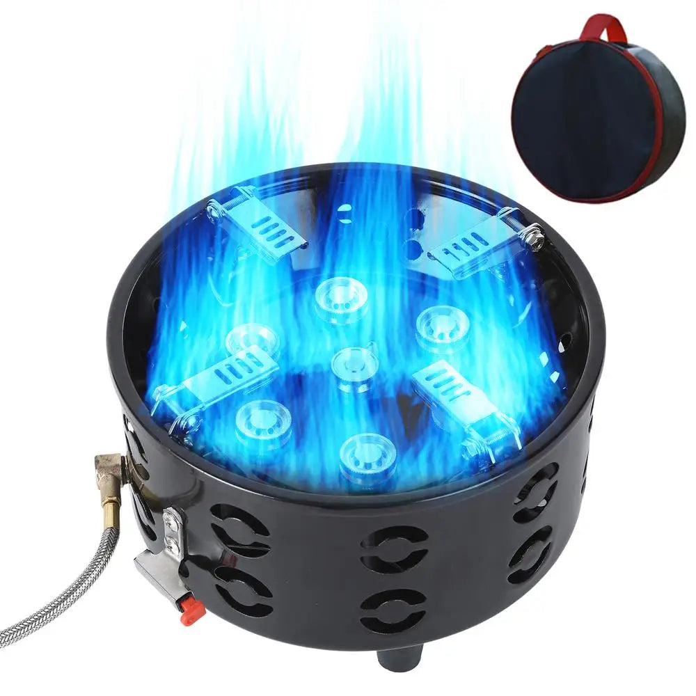 7 Core Strong Fire Power Camping Stove Portable Tourist Gas Burner Windproof Outdoor Stoves Hiking BBQ Cooking Cookware 19800W