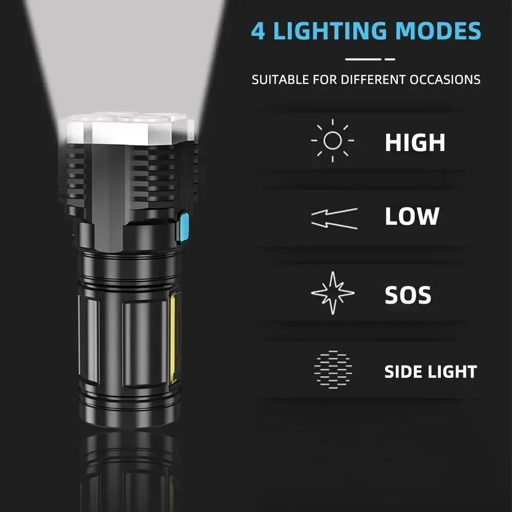 Powerful Flashlights Portable Rechargeable LED Camping Lamps Torch Light Waterproof Long Range Lanterns Self Defense