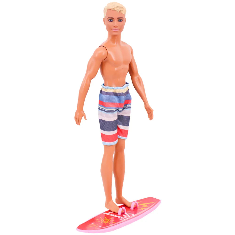 Doll Accessories Swimming Circle,Swimsuit,Skateboard,Canoe, Motorboat,Life Jacket,For Barbiees&Ken Doll Sunbathing On The Beach