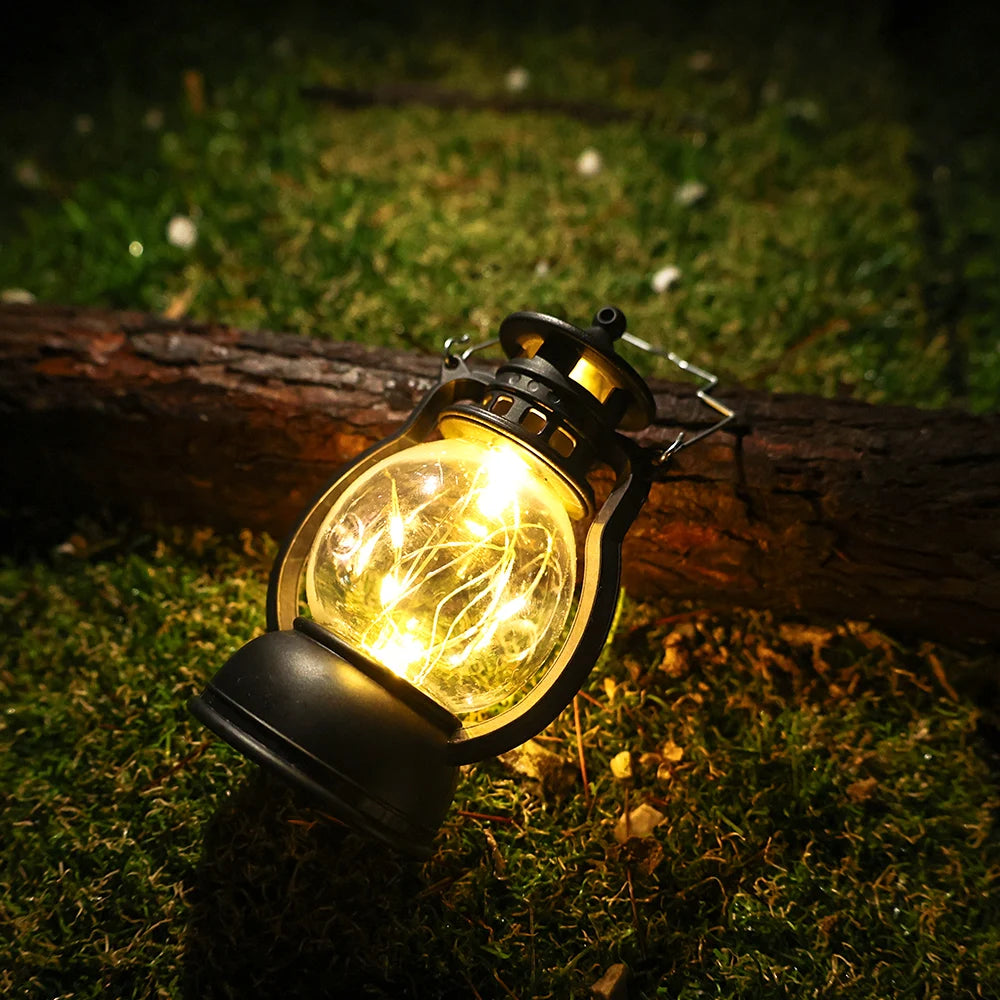 Retro Style Portable Night Light Outdoor Camping Light Rechargeable Tent Lantern Garden Lawn Wedding Party Decoration Lighting