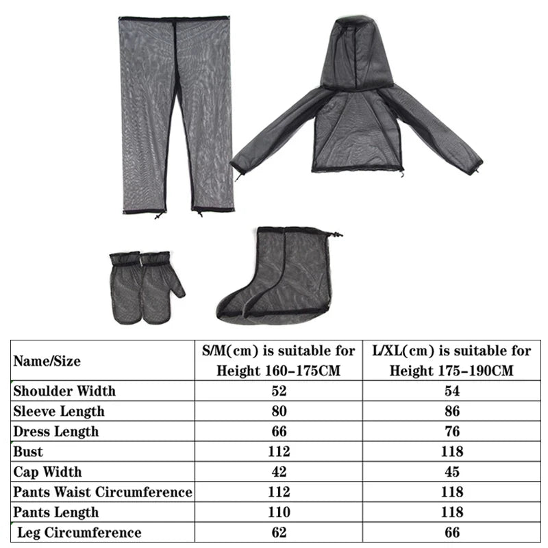 Mesh Hooded Mosquito-Proof Suit Outdoor Fishing Adventure Insect-Proof Clothing Set Camping Hiking Anti-Mosquito Bite Clothes