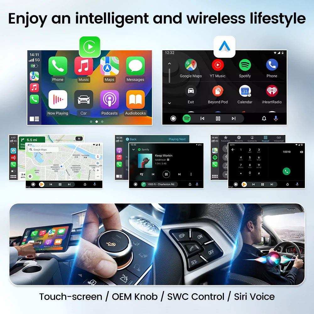 CarlinKit 5.0 2air Mini Wireless Android Auto Wired To Wireless CarPlay Adapter Smart Car Navigation Box 5G WiFi BT Auto-connect