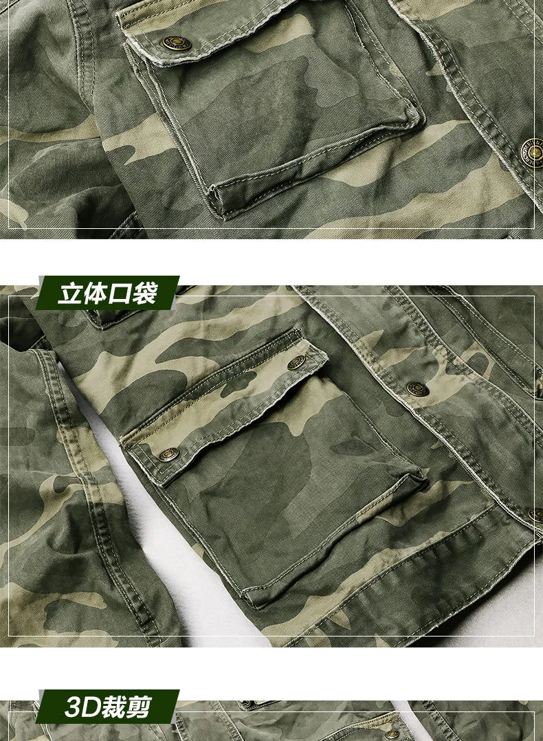 Autumn Fit Casual Camouflage Men's Jacket Zipper Green Tooling Overalls Outdoor Trekking Training Hunting Clothing Combat Sports