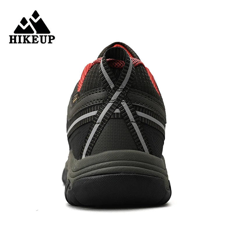 HIKEUP New High Quality Men Hiking Shoes Durable Leather Climbing Shoes Outdoor Walking Sneakers Rubber Sole Factory Outlet