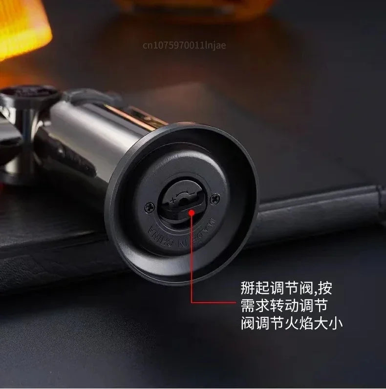 New Metal Double Flame Cigar Lighter Windproof Butane Gas Lighter Outdoor Camping Kitchen Barbecue Torch Lighter