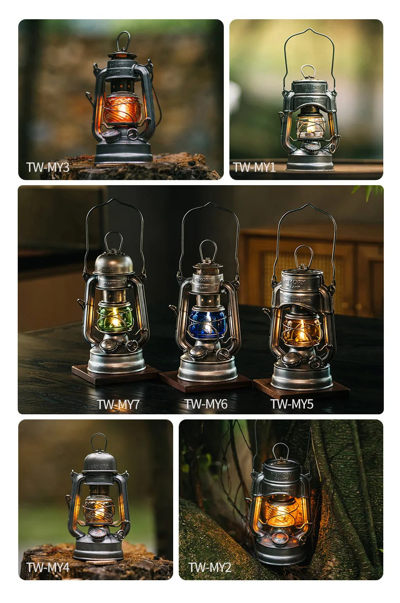 Thous Winds Memory Oil Lamp Outdoor Portable Mini Camping Lantern Emotion Retro Lights for Hike Picnic Backpack Camping Supplies