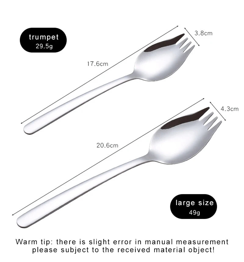 2 In 1 Stainless Steel Fork Spoon Ultralight Cookware Portable For Outdoor Camping Picnic Accessories Hiking Travel Tableware