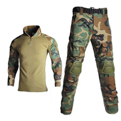 HAN WILD Hiking Combat Shirt with Pads Climbing Long Sleeve Men Camouflage Tactical Clothing Assault Shirts Camping Hunting