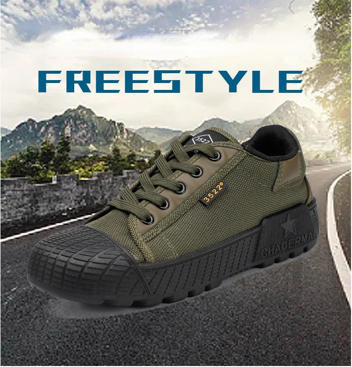 Canvas Sneakers Men Wear-resistant Sport Shoes Men Lace-Up Walking Shoes Climbing Work Tactical Sneakers Mens Casual Shoes