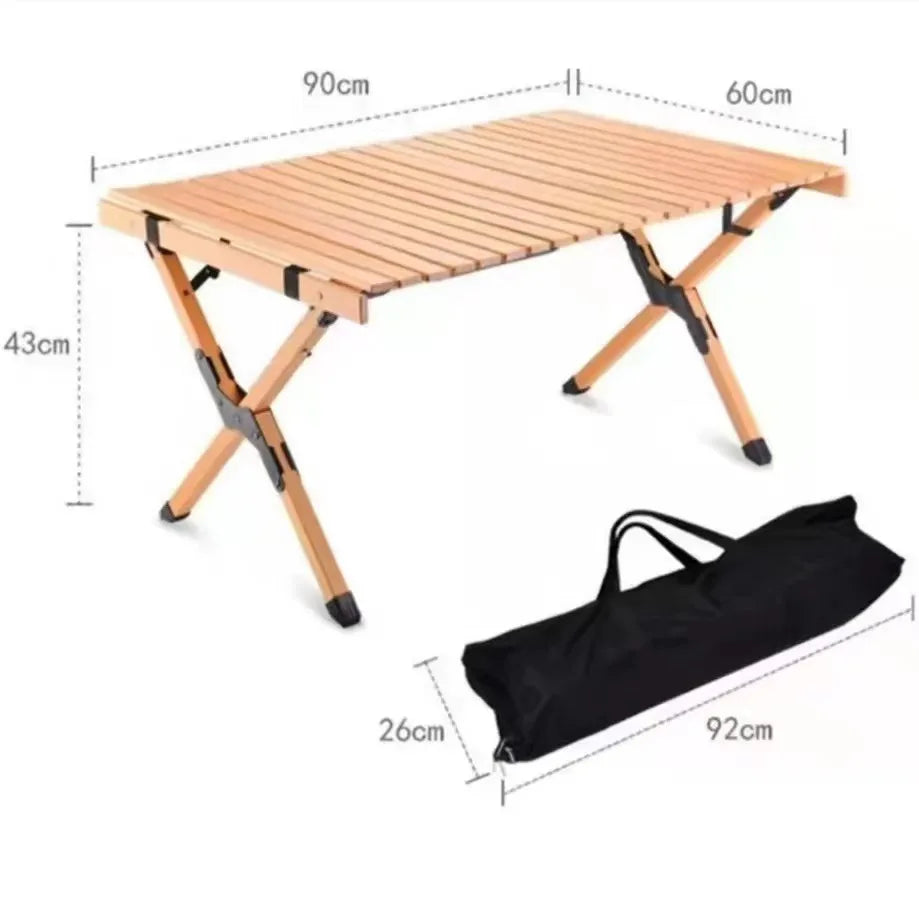 Folding Outdoor Table and Chair Set with Solid Wood and Aluminum Alloy for Picnic and Camping Coffee Tables Rolling IGT Wildmini