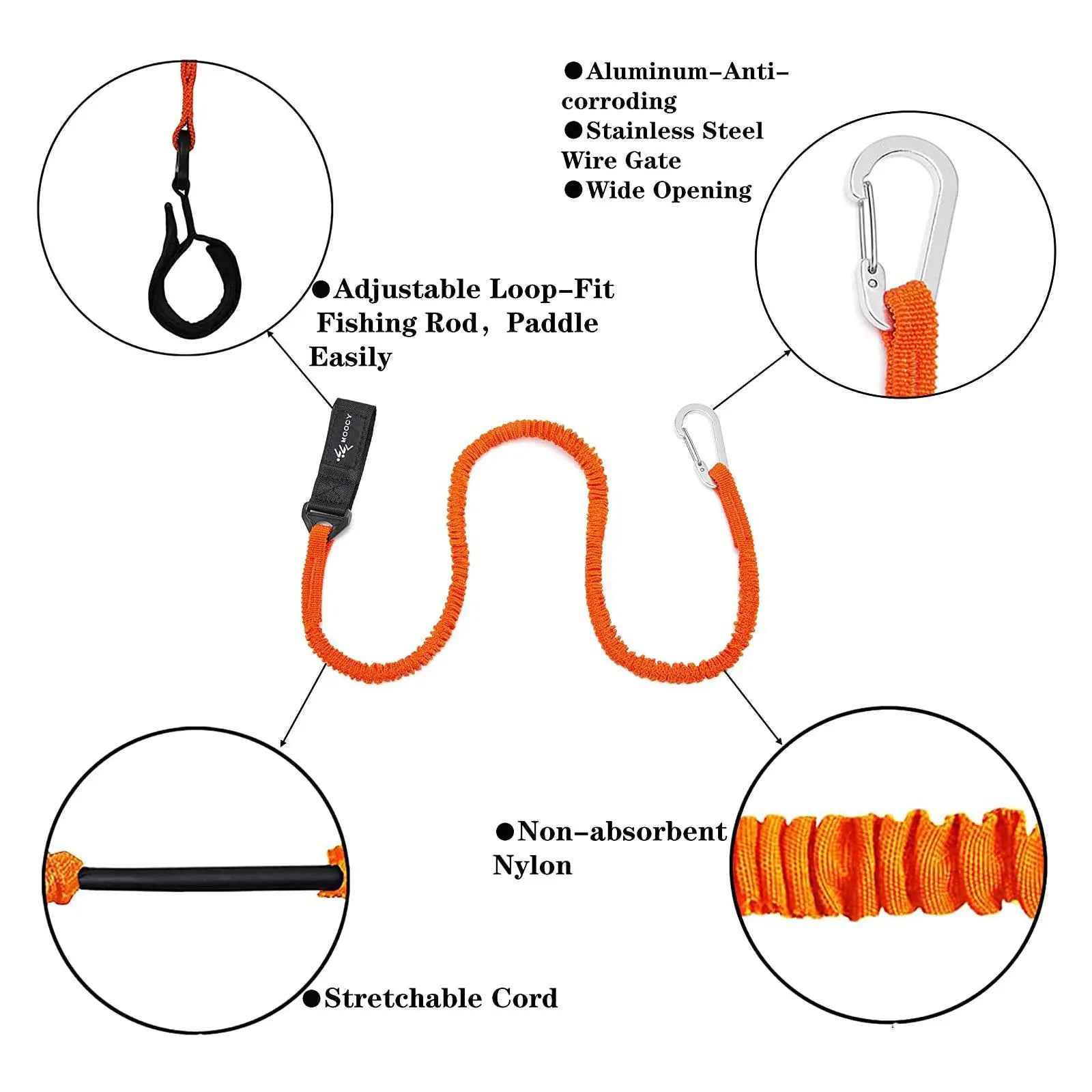 Adjustable Elastic Kayak Paddle Leash With Safety Hook Pole Rod Coiled Rope Fishing Tie Surf Boat Rowing Lanyard Cord Acces I8L9