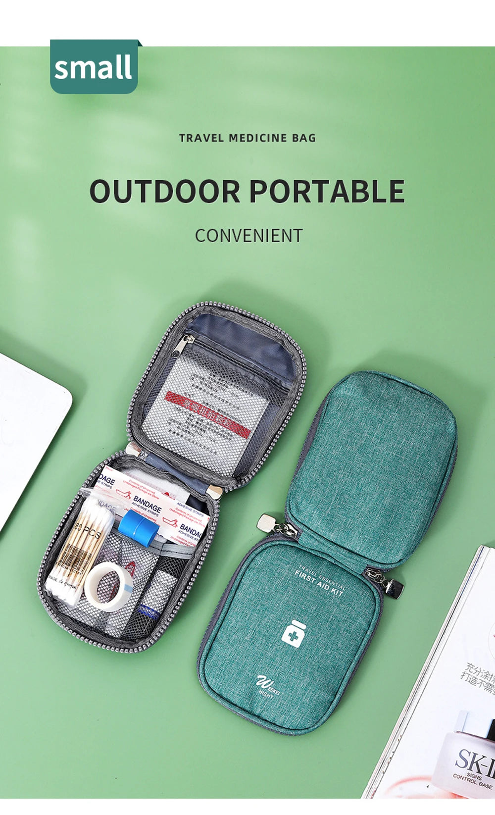 Mini Portable Medicine Storage Bag Empty Travel First Aid Kit Medicine Bags Organizer Outdoor Emergency Survival Bag Pill Case