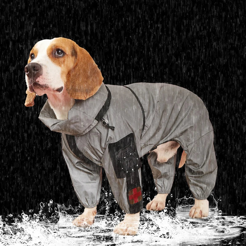 Outdoor Large Dog Raincoat Sunscreen Reflective Jacket Pet Raincoat Hoodie Waterproof Medium Large Dog Clothes Raincoat Jumpsuit