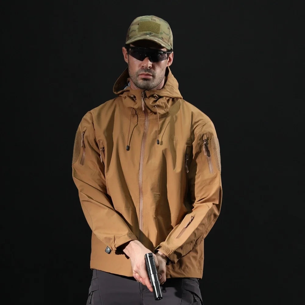 Outdoor Waterproof Hard Shell Tactical Jacket Spring Autumn Thin Breathable Camo Coat Men Climbing Army Training Combat Clothes