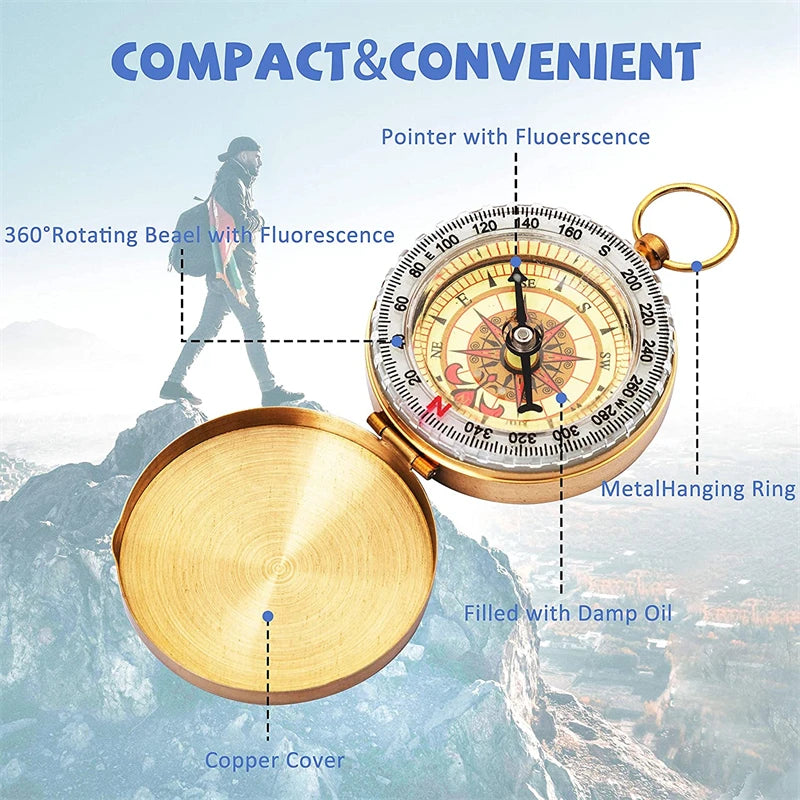 Waterproof Compass Outdoor Gadget Navigation Hiking Compass Camping Orienteering Backpacking Map Reading Compass for Scout Kids