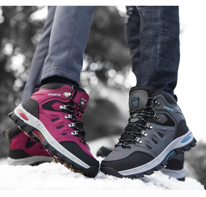 New Men's Hiking Shoes women Mountain Climbing Sneaker Wear-resistant Trekking Walking Sneakers winter plush Fashion Couple Shoe