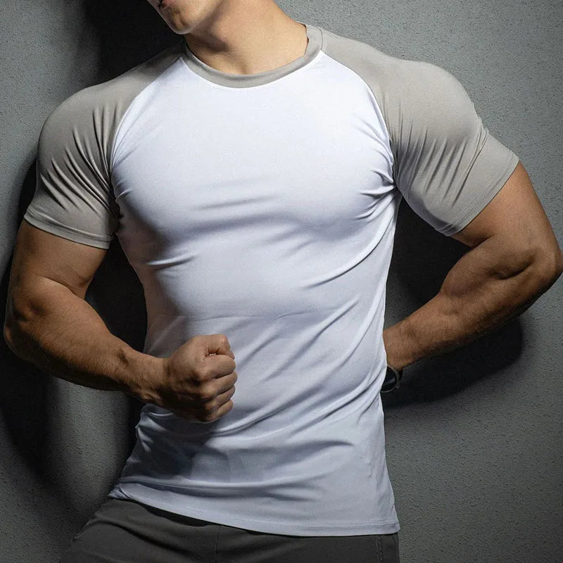 2024 New High Quality Men Summer Short Sleeve Fitness T Shirt Running Sport Gym  T Shirt Workout Casual Tee Tops Men's Clothing