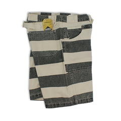 Prisoner Men's Canvas Overalls Shorts Retro Motorcycle Striped Pants AMEKAJI Outdoor Hiking Trekking Camping Clothing Riding