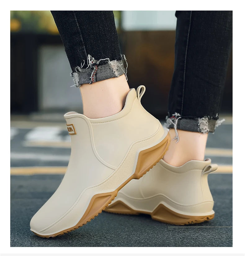 Fashion Couple's Outdoor Rain Boots New Men High Top Hiking Fishing Water Shoes Anti-slip Chef Work Ankle Boots Waterproof Shoes