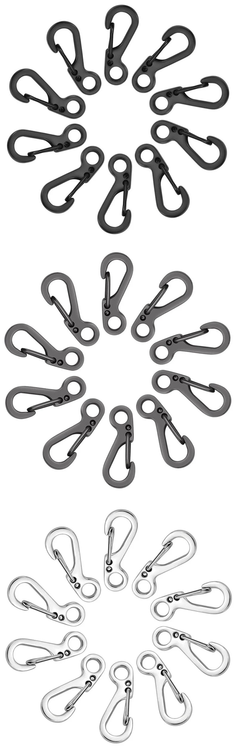 10Pcs/lot Mini Carabiner Paracord Tactical Gear Hooks Key Chain Camping EDC Survival Climbing SF Spring Backpack Clasps Keychain