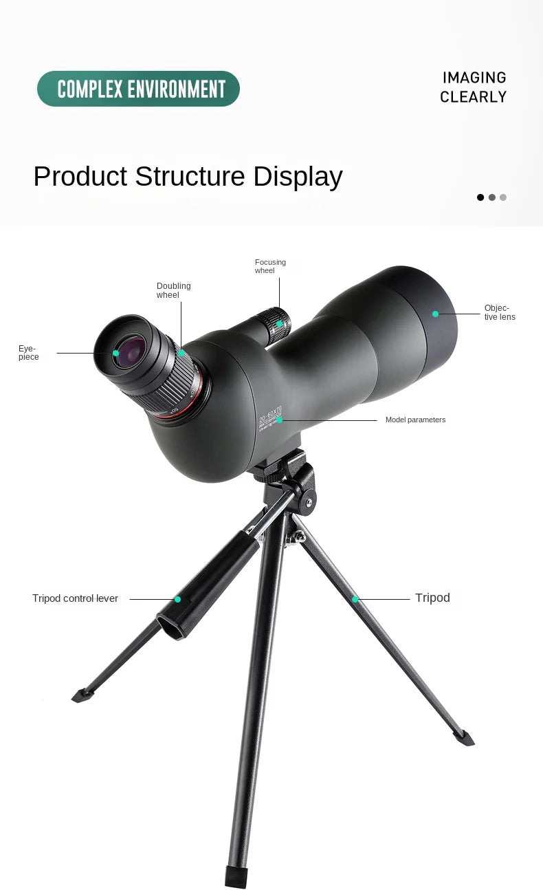 Telescopes Maifeng 20-60x70 Monocular ED Waterproof Straight Dual Focuing Spotting Scope for Bird Watching With Tripod BAK4