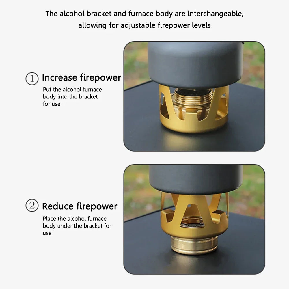 Portable Mini Alcohol Stove Burner Adjustable Firepower Gasoline Stove Aluminum Alloy Bracket Ultralight Brass Camping Stoves