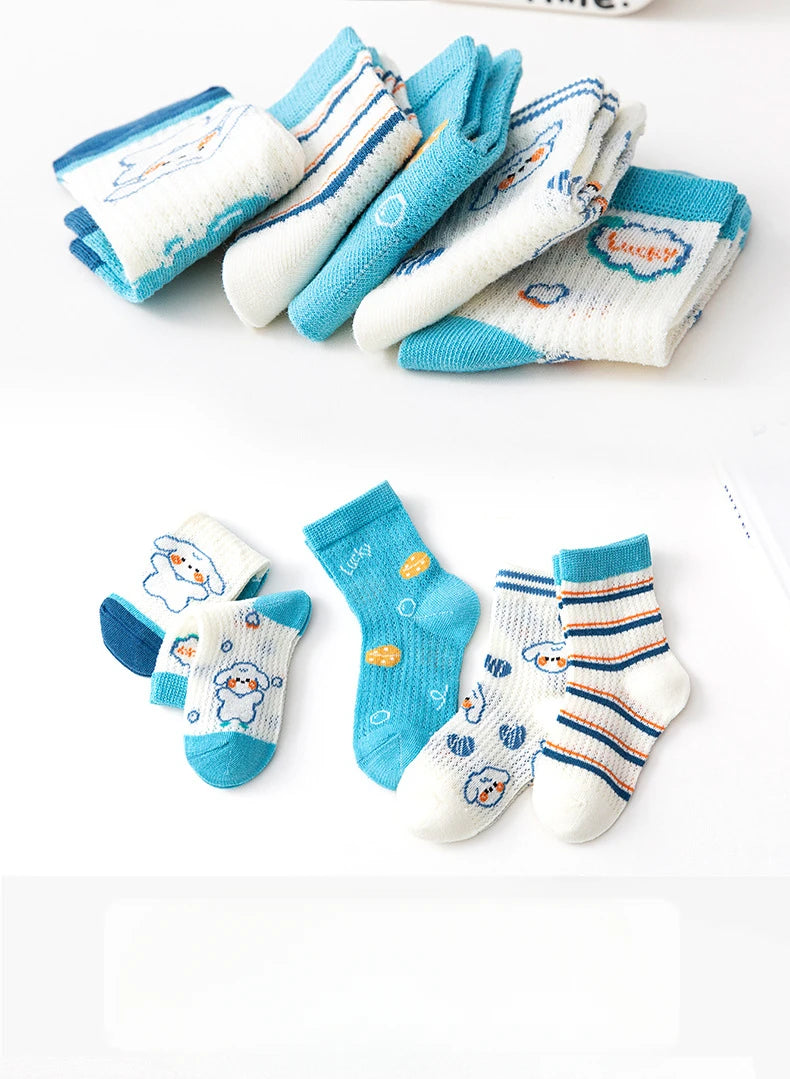 5Pairs/lot Children Socks for Girls Cotton Cute Outdoor Travel Sports Socks Cartoon Animal Causual Sports Clothes Accessories