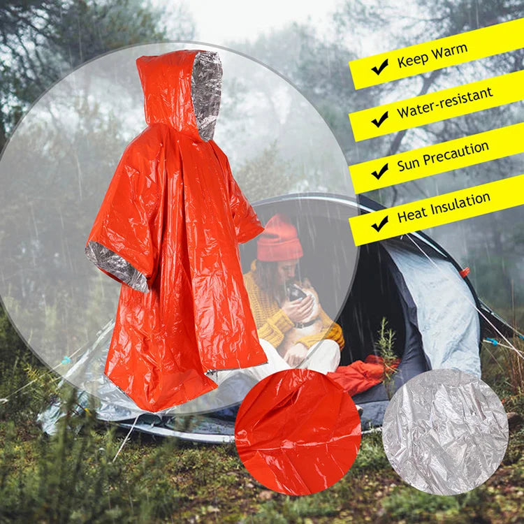 Survival Emergency Camping, Outdoor Temperature Insulation And Warm Equipment, Survival Blanket, Emergency Raincoat