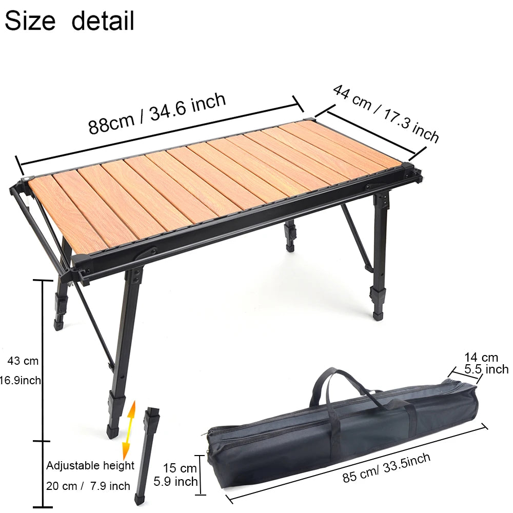 Camping Folding Removable IGT Wood Table Gas Stove  Portable lightweight Camp BBQ Grill Table Outdoor Picnic Fishing table