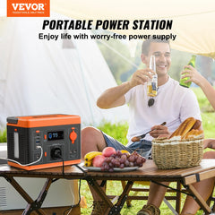 VEVOR Portable Power Station Solar Generator 296Wh 300W Pure Sine Wave Lithium Battery for Outdoors Camping Emergency Charging